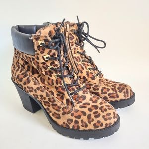 Zigi Soho Animal Print Lace-Up Ankle Boots